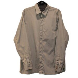 Black Brown 1826 Button Down Dress Shirt Cotton Long Sleeve Mens Size XL